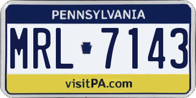 PA license plate MRL7143