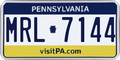 PA license plate MRL7144