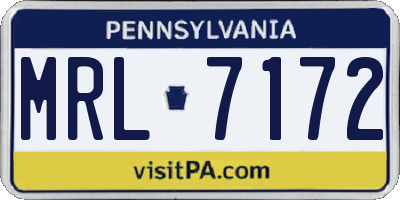 PA license plate MRL7172