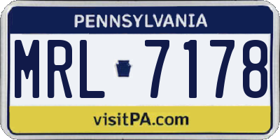 PA license plate MRL7178