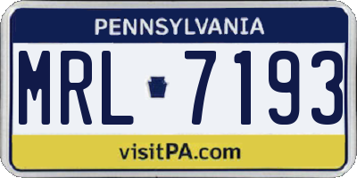 PA license plate MRL7193