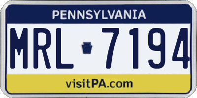 PA license plate MRL7194