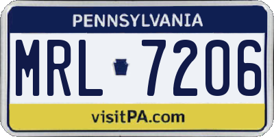 PA license plate MRL7206