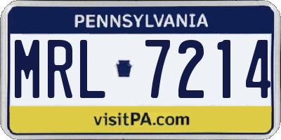 PA license plate MRL7214