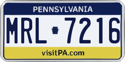 PA license plate MRL7216