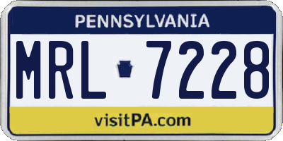 PA license plate MRL7228