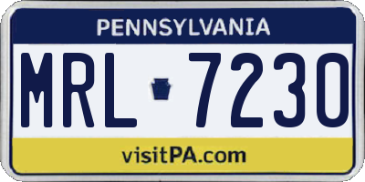 PA license plate MRL7230