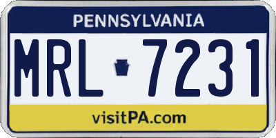 PA license plate MRL7231