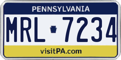 PA license plate MRL7234