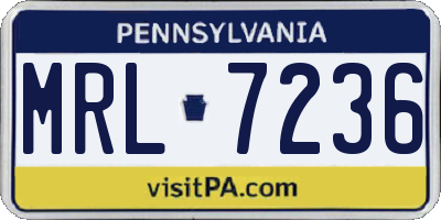 PA license plate MRL7236