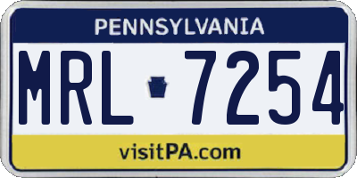 PA license plate MRL7254