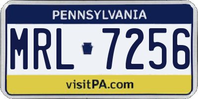 PA license plate MRL7256