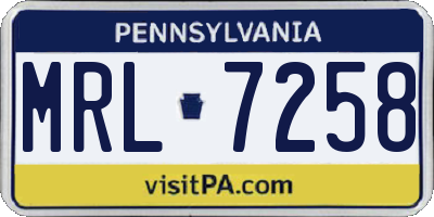 PA license plate MRL7258