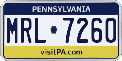 PA license plate MRL7260