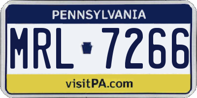 PA license plate MRL7266