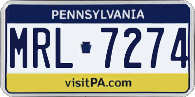 PA license plate MRL7274