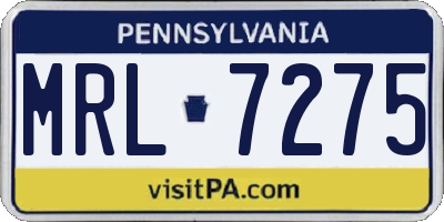 PA license plate MRL7275