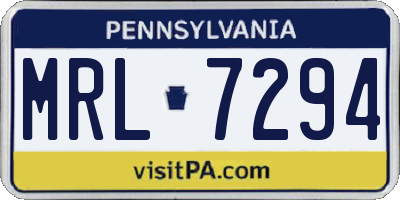 PA license plate MRL7294