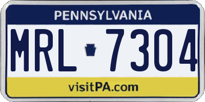 PA license plate MRL7304