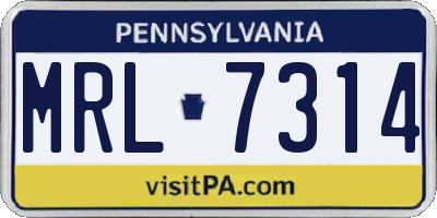 PA license plate MRL7314