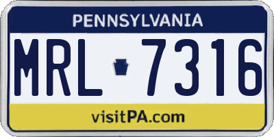 PA license plate MRL7316