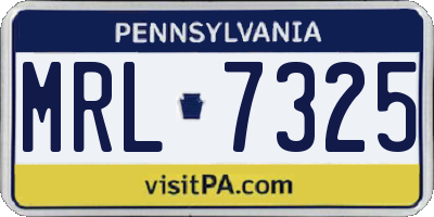 PA license plate MRL7325