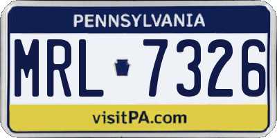PA license plate MRL7326