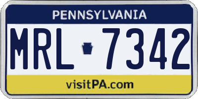PA license plate MRL7342