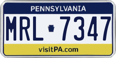 PA license plate MRL7347