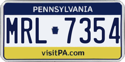 PA license plate MRL7354