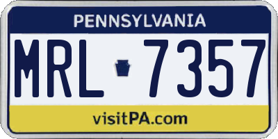 PA license plate MRL7357