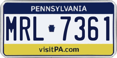PA license plate MRL7361