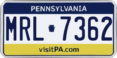PA license plate MRL7362