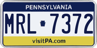 PA license plate MRL7372