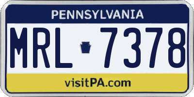 PA license plate MRL7378