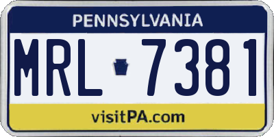 PA license plate MRL7381