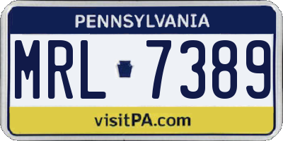 PA license plate MRL7389