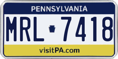 PA license plate MRL7418