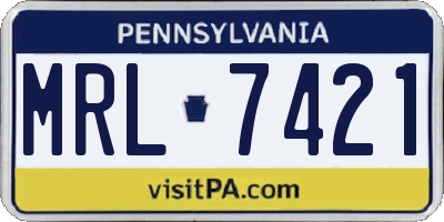 PA license plate MRL7421