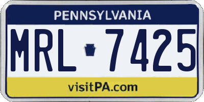 PA license plate MRL7425