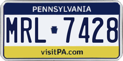PA license plate MRL7428