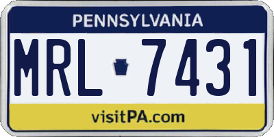PA license plate MRL7431