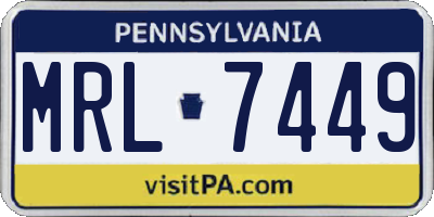 PA license plate MRL7449