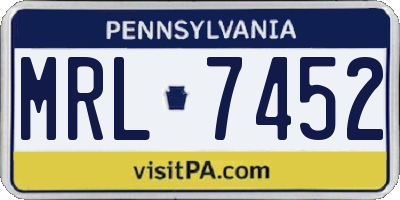 PA license plate MRL7452