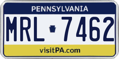 PA license plate MRL7462
