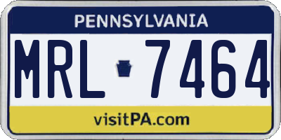 PA license plate MRL7464