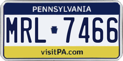PA license plate MRL7466