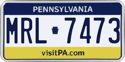 PA license plate MRL7473