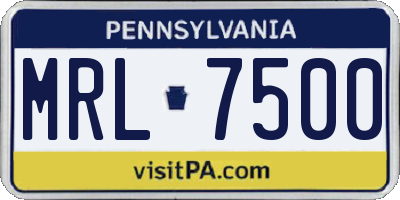 PA license plate MRL7500