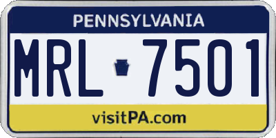 PA license plate MRL7501